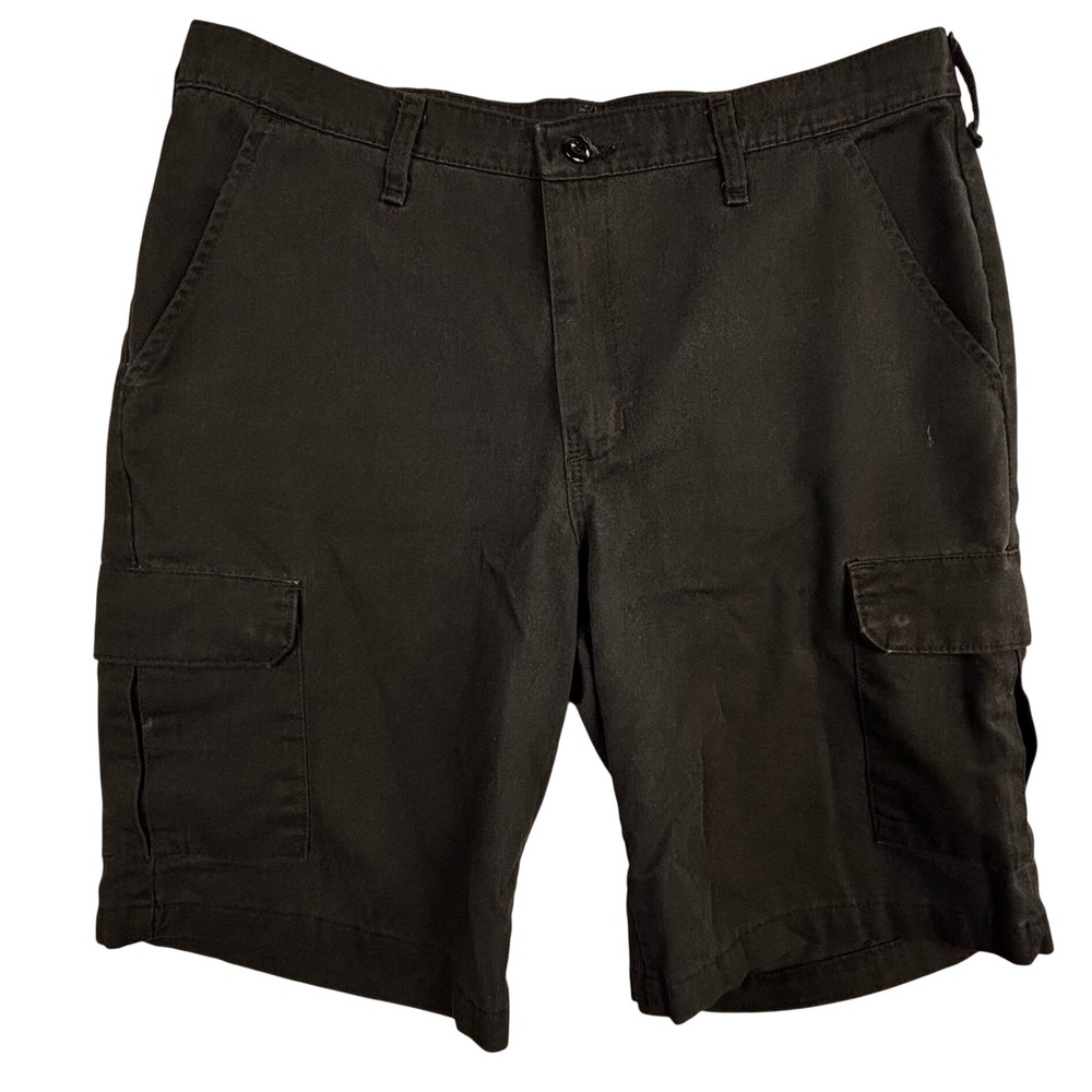 Red Kap Mens Black Cargo Shorts Workwear Flat Front Size 35 0797